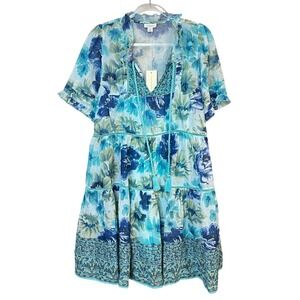 SUNDANCE FIELDS OF BEAUTY FLORAL DRESS IN TURQUOISE Size Small NEW‎